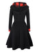 Green&Red 1950s Christmas Plaids Hooded Dress
