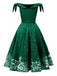 Red 1950s Off-shoulder Snowflake Dress