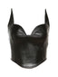 1980s V-Neck Slim Backless Pu Leather Vest