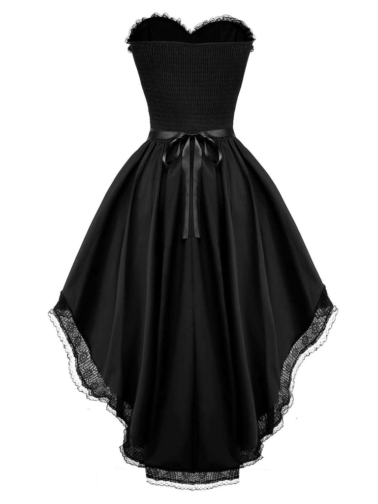 1980s Punk Strapless Lace Gothic Corset Dress