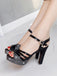 Glitter PU Leather High Heel Sandals