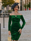 1960s Solid Off-Shoulder Velvet Dress