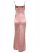 Pink 1930s Solid Satin Ruched Slit Dress