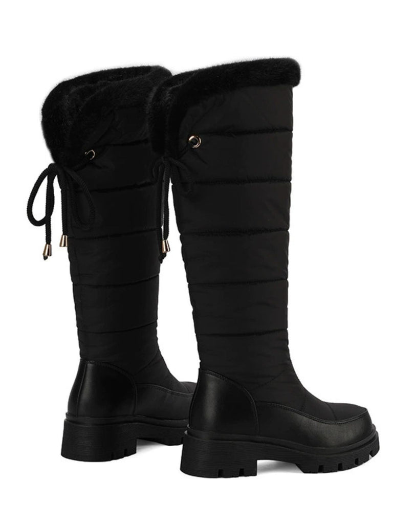 Faux Fur Knee High Snow Down Fabric Boots