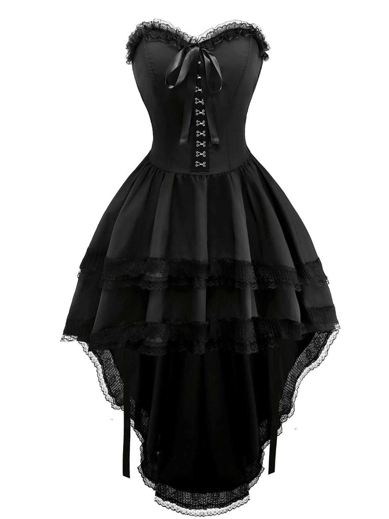1980s Punk Strapless Lace Gothic Corset Dress
