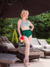 Green 1940s Striped Halter Swimsuit Set