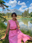 Pink 1940s Doll Collar Solid Dress