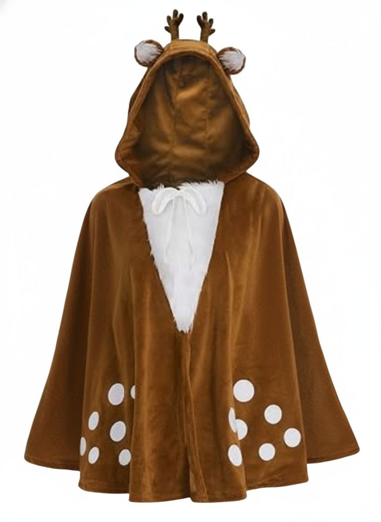 Brown 1940s Christmas Forest Deer Cape