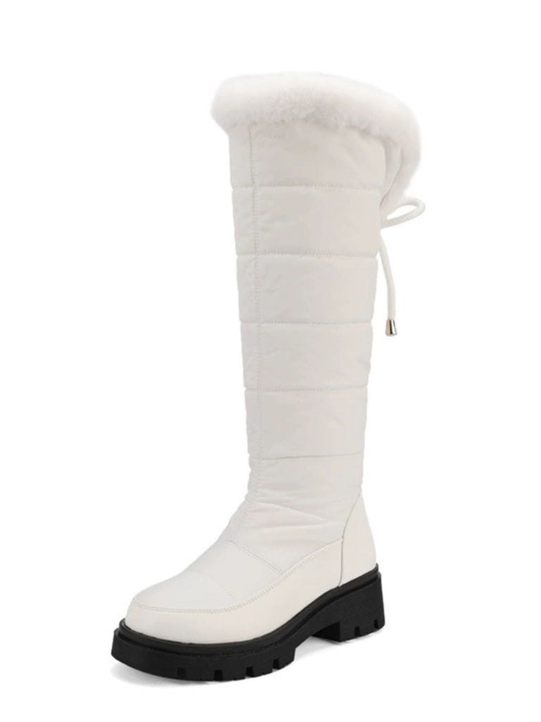 Faux Fur Knee High Snow Down Fabric Boots