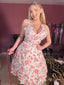 Pink 1950s Floral V-Neck Dress