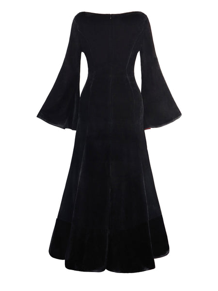 1930s Velvet Bell-Sleeve Wednesday Addams Style Dress | Retro Stage