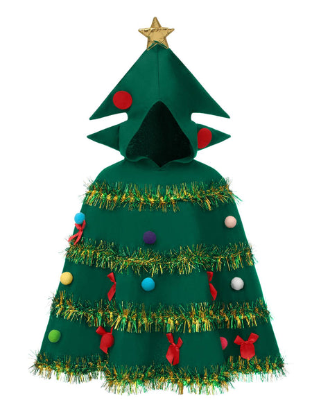 Green Christmas Tree 3D Embellished Hooded Cape