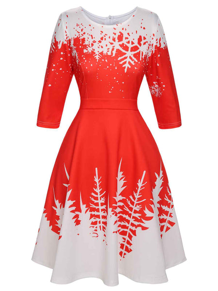 open lace back dress Retro Stage Vintage Christmas Swing Dress