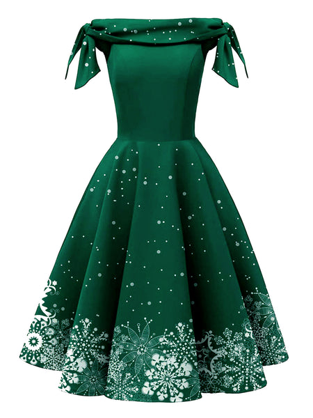 chinese dress ladies Gothic Plus Size 3D Knit Christmas Tree Elk Snowflake Print Lace Up Hooded A Line Dress Red / L main image 0