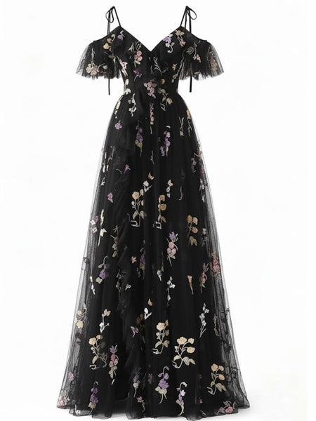 sachin and babi light blue dress Angelina Embroidered Floral Mesh Maxi Dress - Black/combo main image 1