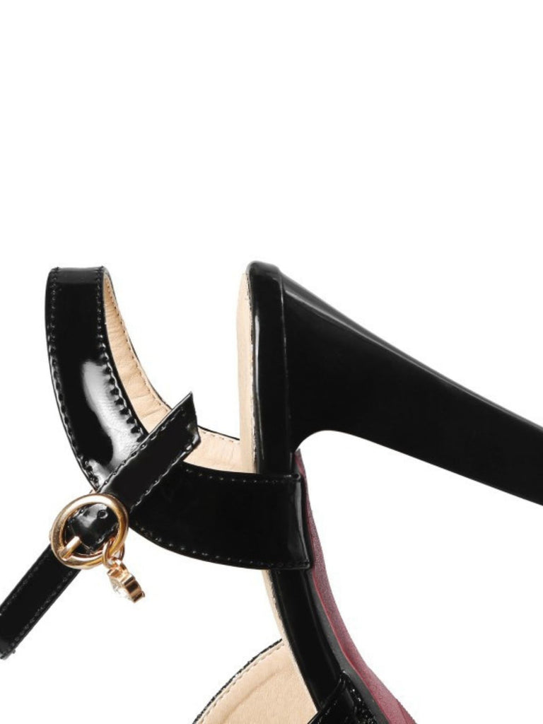 Glitter PU Leather High Heel Sandals