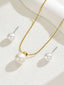 Gold Pearl Collarbone Necklace & Earrings Set