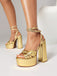 Metallic Disco Platform High Heel Shoes