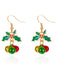 Christams Holly Leaf Jingle Bell Drop Earrings