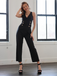 Pink 1950s Sleeveless Buttoned Solid Jumpsuit