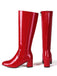Vintage Patent Leather Block Heel Knee-High Boots