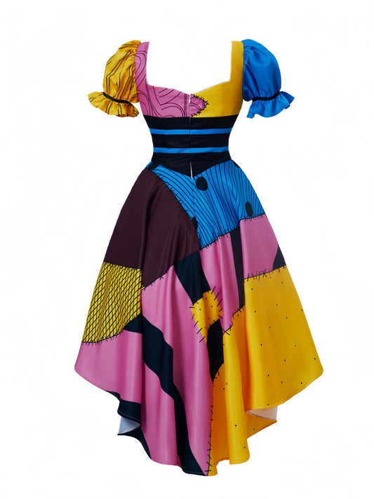 Multicolor 1950s Sweetheart Neck Patchwork Sally Dress