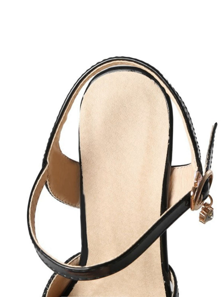 Glitter PU Leather High Heel Sandals