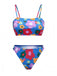 Blue 1960s Cartoon Floral Spaghetti Straps Swimsuit