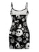 Black 1960s Skull Rose Halloween Bodycon Dress