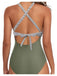 Green 1940s Stripe Patchwork Hollow One-Piece Swimsuit