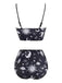 Black 1980s Strap Galaxy Print Gothic Bikini Set