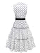 1950s Polka Dot Belted Sleeveless Shirt Dress