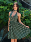 Green 1950s Polka Dot Halter Dress
