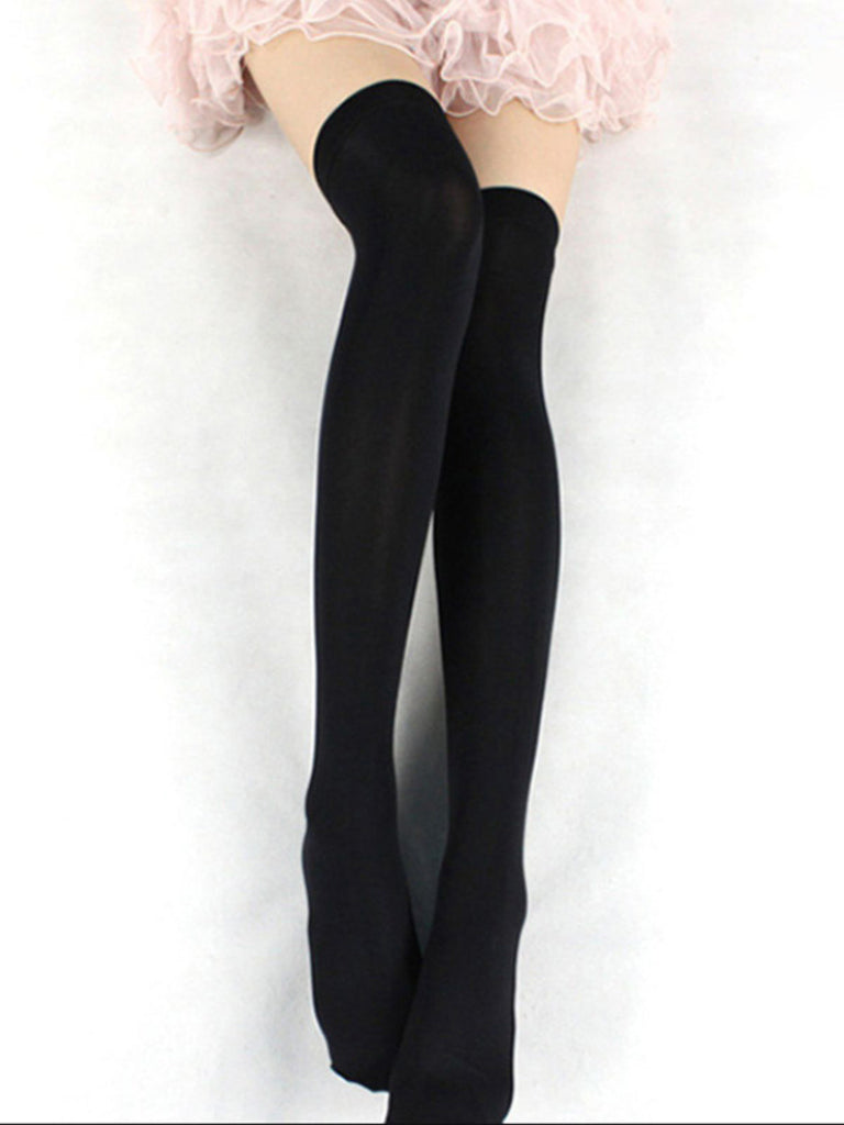 1950s Solid Color Thigh-High Socks