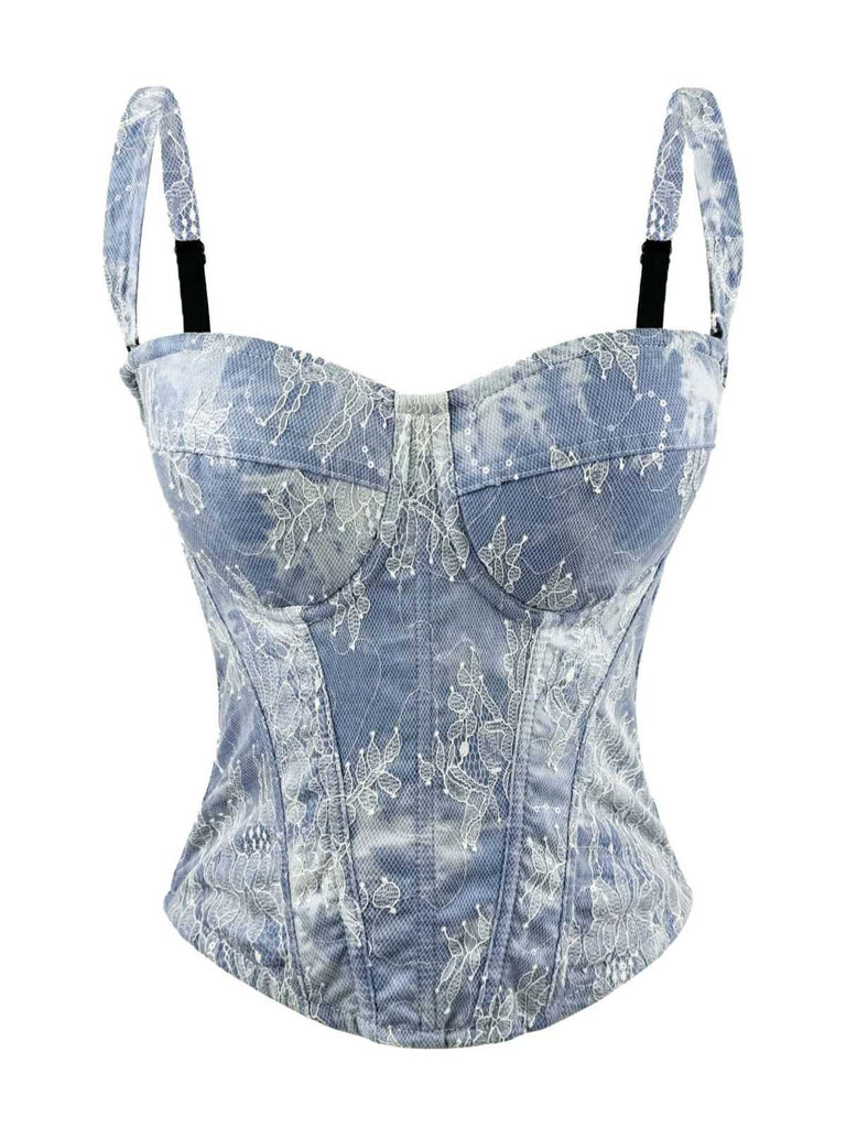 1950s Slip Denim Lace Corset Top