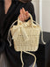 Vintage Boho Bow Straw Handbag