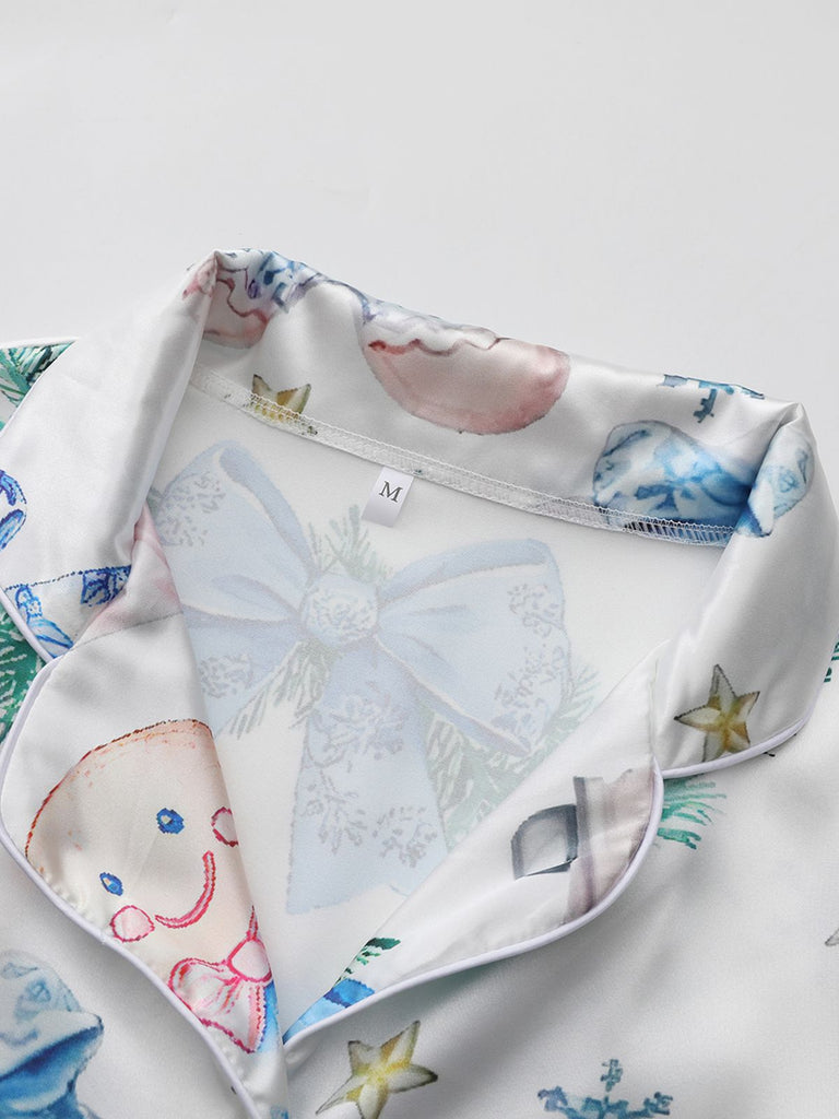 Blue 1940s Christmas Nutcracker Candy Cane Pajama Set