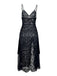 Black 1950s Sheer Floral Lace Deep-V Slit Nightgown