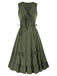 1940s Solid Sleeveless Drawstring Lace-Up Dress