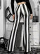 Black&White 1970s Vertical Striped Flared Pants