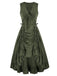 1940s Solid Sleeveless Drawstring Lace-Up Dress