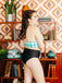 Green Checked Halter Bowknot Bikini Set
