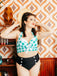 Green Checked Halter Bowknot Bikini Set