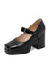 Patent Leather Block Heel Square Toe High Heels