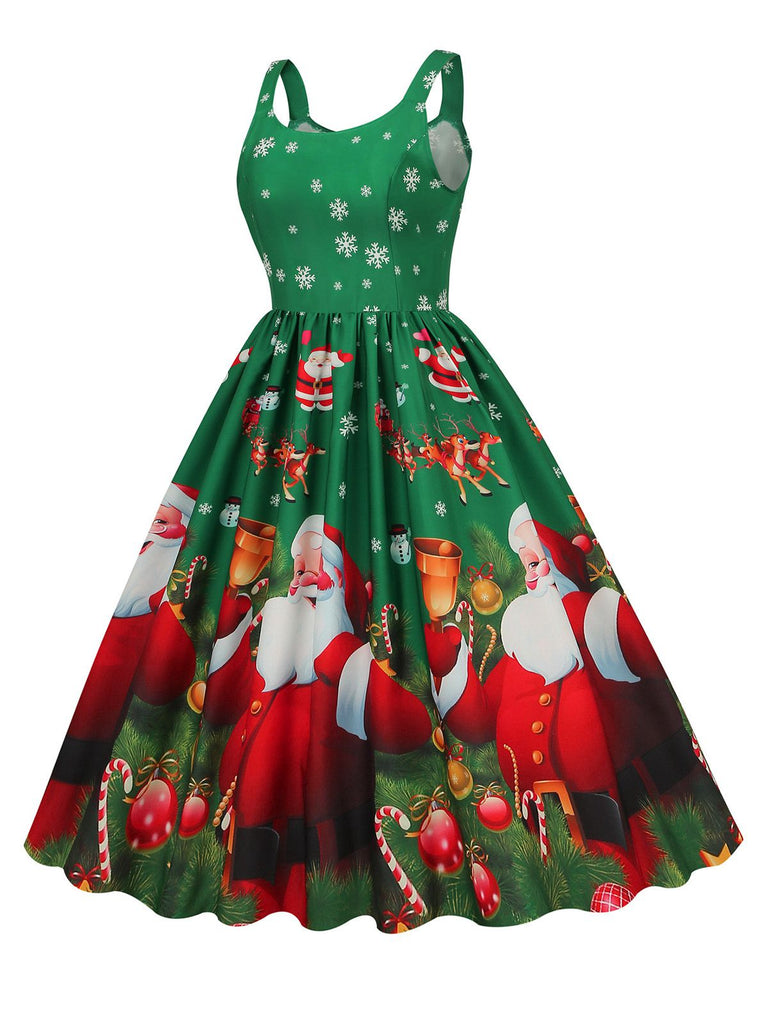 1950s Santa Claus Snowflake U-Neck Swing Dress