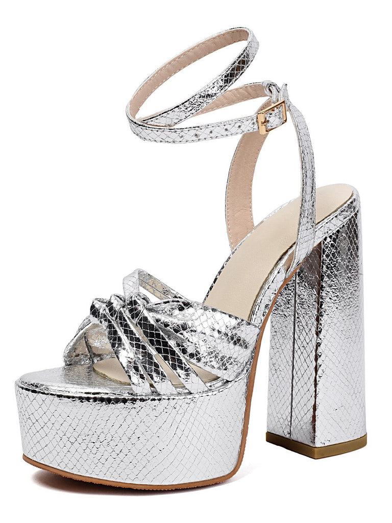 Metallic Disco Platform High Heel Shoes