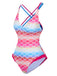 Rainbow 1970s Mermaid Scale Ruffle One-Piece Swimsuit