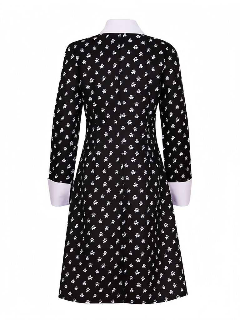 Black 1940s Wednesday Addams Style Dress