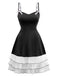 1950s Layered Hem Contrast Bow Strap Dress