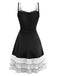 1950s Layered Hem Contrast Bow Strap Dress